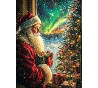 Peinture Numero Adulte Noël Peinture par Numero Enfant Aurore,DIY Adulte Loisirs Créatifs Toile Peintures à l'huile Kits avec Acryliques et Pinceaux pour Débutants et Femme Cadeaux 60x80cm E1-393