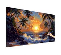 Peinture Numero Adulte Océan, DIY Peinture par Numero Enfant, Coucher Soleil Paint by Numbers Activité Manuelle Adulte, Kits de Peintures au Numéro Toile Peintures 220x100cm, Decoration Murale E-8