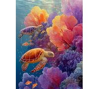 Peinture Numero Adulte OcéAn, Tortue Peinture Numero Enfant, DIY Loisirs Créatifs Adultes Kits, Paint by Numbers Kit avec Pinceaux et Pigment Acryliques, Decoration Murale, Cadeau, 40x50cm 1-3824