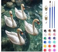 Peinture Numero Adulte Oie Peinture Numero sur Toile, DIY Loisirs Créatifs Adultes éTang, Canevas kit Complet Adulte avec Acrylique et Pinceaux, Tableau Decoration Murale, Cadeau Femme 60x70cm V-7390