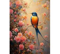 Peinture Numero Adulte Oiseau Peinture Numéro Fleur Activite Manuelle Adulte Canevas Kit Complet Paint by Numbers DIY Canevas Painting Art Creatif pour Decora, Cadeau Femme 30x40cm Sans Cadre 1-92BJ