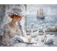 Peinture Numero Adulte Oiseaux de mer, Activité Manuelle Adulte, Loisirs Créatifs Adultes, Peinture Par Numero Enfant, Toile Avec Peintures Et Pinceaux, Décor de Maison (Sans Cadre) 30x40cm Beauté 147