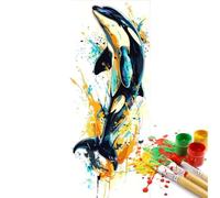 Peinture Numero Adulte Orque, poisson Peinture par Numero Adulte Grand Format 80 X 40 cm, DIY Kits de Peinture au Numéro Pigment Acrylique Paint by Numbers Pour Maison Décor Cadeau (Sans Cadre)-YH383