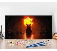 Peinture Numero Adulte Ours Peinture Numero Enfant Coucher De Soleil Painting by Numbers, DIY Loisir Creatif Adulte Couleur Canevas Travaux, Décoration Murale Cadeau Femme Sans Cadre 70x140cm 5-NA86