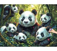 Peinture Numero Adulte Panda Peinture Numero Enfant Débutants Animaux Loisirs Créatifs Adultes Kits, DIY Paint by Numbers Acrylique Toile Tableau a Peindre Kits Cadeau Decoration Noel 110x80cm V-60