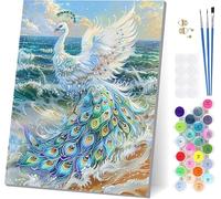 Peinture Numero Adulte Paon, Peinture Numero OcéAn, DIY Activité Manuelle Adulte, Numero d'art Kits avec Pinceaux et Acryliques, Paint by Numbers for Adults pour Décoration Maison 90x120cm 6-8033