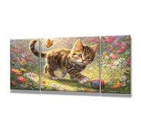 Peinture Numero Adulte Papillon, 3 Pièces Numero D'art pour Débutants 70x140cm, DIY Chat Paint by Numbers avec Pinceaux et Peintures Acryliques, Kit de Peinture pour Tableau Decoration Murale 0q-79