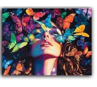 Peinture Numero Adulte Papillon, femme Peinture par Numero Adulte Loisirs Créatifs, DIY Peinture Numero Enfant Activité Manuelle avec Pinceaux and Acrylique Peintures pour Decoration Murale 40X50CM