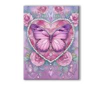 Peinture Numero Adulte Papillon, Peinture Numero Adulte avec Cadre 20x30cm, 5D DIY Amour Paint by Numbers avec 3 Pinceaux et Peintures Acryliques, Loisirs Créatifs Adultes Decoration Murale 0R-194