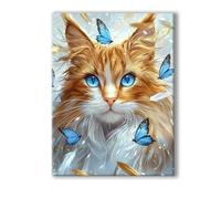 Peinture Numero Adulte Papillon, Peinture Numero Adulte avec Cadre 20x30cm, 5D DIY Chat Paint by Numbers avec 3 Pinceaux et Peintures Acryliques, Loisirs Créatifs Adultes Decoration Murale 0R-226