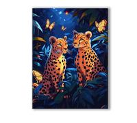 Peinture Numero Adulte Papillon, Peinture Numero Adulte avec Cadre 45x60cm, 5D DIY Léopard Paint by Numbers avec 3 Pinceaux et Peintures Acryliques, Loisirs Créatifs Adultes Decoration Murale 0R-196