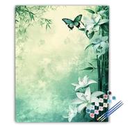 Peinture Numero Adulte Papillon Peinture par Numéros Adulte Vert, Kit Creatif DIY Artisanat Avec Pinceaux et Acrylique pour la Décoration Murale Maison, Cadeau Femme 40x50 cm Sans Cadre f6-1959