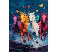 Peinture Numero Adulte, Papillons de cheval Coloriage par Numéro, Acrylique d'art avec Pinceaux, Loisirs Adultes Débutants et Enfants, Activité Manuelle, décoration murale 70x90cm (Sans Cadre) E574