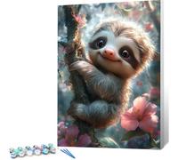 Peinture Numero Adulte Paresseux Paint by Numbers Enfant Fleurs Kit Peinture Avec Toile 40x50 Peinture Acrylique Set, DIY Paint by Numbers Activité Manuelle Adulte for Home Decor (Sans Cadre) 0j-105