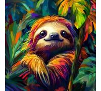 Peinture Numero Adulte Paresseux Toile Peinture 30X30CM Pouces Canva, Coloriage par Numero Adulte Animal DIY Numéro D'art Coloriage Kit Avec Peintures et Pinceaux par Decoration Maison, Cadeau Femme