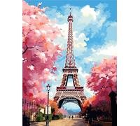 Peinture Numero Adulte Paris, DIY Printemps Peinture par Numero Adulte, Acryliques Peinture par Numéros pour Adultes Débutants Enfants, Loisirs Créatifs Adultes pour Tableau Decoration Murale 30x40cm