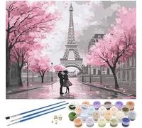 Peinture Numero Adulte Paris Motif, Tour Peinture par Numero Loisirs Créatifs Adultes, DIY Peinture Numero D'art Enfant Débutants avec Pinceau et Pigment Acrylique, Decoration Maison (50x65cm) -723