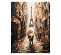 Peinture Numero Adulte Paris, Toile Peinture Numero Enfant Débutants Lion, Canevas Kit Complet Adulte 55x40 CM Avec Pinceaux et Acrylique, DIY Paint by Numbers pour Tableau Decoration Murale LSJ-2964