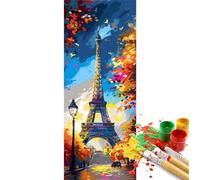 Peinture Numero Adulte Paris, Tour Eiffel Peinture par Numero Adulte Grand Format 80 X 40 cm, DIY Kits de Peinture au Numéro Pigment Acrylique Paint by Numbers Pour Maison Décor, (Sans Cadre)-YH528