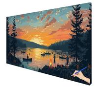 Peinture Numero Adulte Paysage 120x50cm Peinture par Numero Adulte Coucher Soleil Paint by Numbers for Adults Cheerful Painting DIY Acrylique Tableau a Peindre Tableau Decoration Murale Cadeau F-78