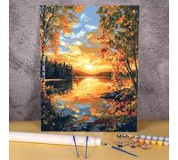 Peinture Numero Adulte Paysage,Creation Adulte pour Débutants,Peinture Numero Enfant,Paint by Numbers Automne,avec Pinceaux et Pigment,la chambre à coucher Décoration 30x40 cm (Sans Cadre) GH-1466