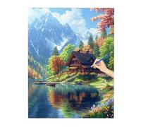 Peinture Numero Adulte Paysage, DIY Peinture Enfant Cabine, Loisirs Créatifs Adultes, Paint by Numbers Kit Peintures et Pinceaux, sur Toile 50x70cm pour Noel Decoration Chambre, Cadeau Femme V-14
