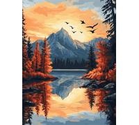 Peinture Numero Adulte Paysage Lac de Montagne Enneigé, Kits de Peinture au Numéro pour Débutants, Peinture par Numero Adulte 50x70 cm, Peinture Numero Avec Peintures et Pinceaux (Sans Cadre) -YH652