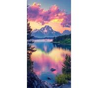 Peinture Numero Adulte Paysage lacustre, DIY Peinture Acrylique pour Débutants, Loisirs Créatifs Adultes Activité Manuelle, Peinture par Décoration Murale et Cadeaux Pour La Maison 50x100cm a-284