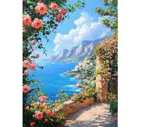 Peinture Numero Adulte Paysage, OcéAn Coloriage Par Numero Adulte, DIY Peinture Acrylique pour Débutants Facile sur Toile Avec Pigment Acrylique et Pinceaux Decoration Maison Cadeau 60x80cm, 1189