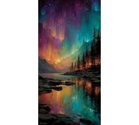 Peinture Numero Adulte paysage Peinture Numero aurore Paint by Numbers Loisirs Créatifs Adultes avec Pinceaux et Acryliques Facile Sur Toile pour Decoration Maison Cadeaux 90x40cm (Sans Cadre) F1-953