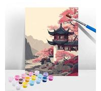 Peinture Numero Adulte Paysage, Peinture Numero Enfant Japon, Tableau a Peindre Kit avec Acrylique et Pinceaux, DIY Activite Manuelle Adulte Enfants et Débutants, Décoration de Maison 30x40cm T-17