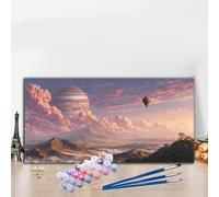 Peinture Numero Adulte Paysage Peinture par Numero Adulte, Activité Manuelle Kit Créatif DIY Creatif Toile Numéro d'Art Complet, Painting by Numbers Automne Décoration Murale 30x60CM Planète G8-117