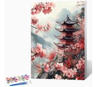 Peinture Numero Adulte Paysage Peinture Par Numero Adulte Japon,DIY Enfant Activité Manuelle Kit Creatif 30x40cm, Kit Coloriage Avec PigmentéE Et Pinceaux, Decoration Murale (Sans Cadre) -LKF0739QU
