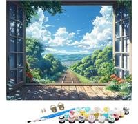 Peinture Numero Adulte Paysage Peinture par Numero Adulte Nuage, DIY Loisirs Créatifs Adultes, Paint by Numbers avec Acrylique et Pinceaux pour Débutants, Decoration Maison Cadeau 90x120cm P-7085