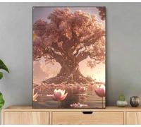 Peinture Numero Adulte Paysage, Peinture Par Numero Adultes Arbre, DIY Kit Creatif Paint by Numbers Avec Pinceaux et Acryliques pour Decoration Maison Murale, Cadeau Femme 35x45 cm Avec Cadre Lf2-1932