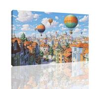 Peinture Numero Adulte Paysage Peinture par Numero Adultes avec Cadre 60x80cm,Petite ville Paint by Numbers Kits DIY Oil Paintings avec Acrylique et 3 Pinceaux,Loisir Creatif Cadeau Femme,kk-458