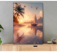 Peinture Numero Adulte, Paysage Peinture Par Numero Avec Cadre, DIY Loisirs Créatifs Adultes Océano Paint by Numbers Avec Acrylique et Pinceaux pour Decoration Maison Murale, Cadeau 20x30cm LfQ-3234