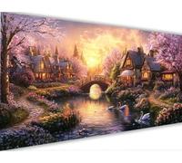 Peinture Numero Adulte Paysage Peinture par Numero Enfant Jardin,DIY Adulte Loisirs Créatifs Peintures à l'huile Kits avec Cadre Acryliques Peintures et Pinceaux pour Femme Cadeaux 30x60cm LE-1462