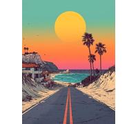 Peinture Numero Adulte Paysage, Soleil Coloriage Par Numero Adulte, DIY Peinture Acrylique pour Débutants Facile sur Toile Avec Pigment Acrylique et Pinceaux Decoration Maison Cadeau 70x90cm, 421