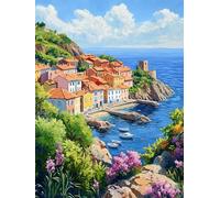 Peinture Numero Adulte Paysage, Ville Coloriage Par Numero Adulte, DIY Peinture Acrylique pour Débutants Facile sur Toile Avec Pigment Acrylique et Pinceaux Decoration Maison Cadeau 60x80cm, Model 925