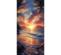 Peinture Numero Adulte, Peinture par Numero Adulte Les cocotiers, Activité Manuelle Loisirs Créatifs Enfant, Coucher de soleil Painting, pour la Décor de la Maison, xxl 60x120cm (Sans Cadre) O-801