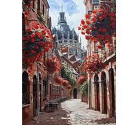 Peinture Numero Adulte, Peinture par Numero Adulte Petite ville, Paysage Kit de Loisir Créatif Enfant Numéro d'Art Complet avec Acryliques Paint by Numbers, Decoration Maison Cadeau 80x120 cm O-9038