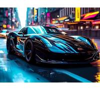 Peinture Numero Adulte, Peinture par Numero Adultes Enfants, Peinture par Numero d'art avec Pinceaux et Acryliques Bricolage Peintures Kits pour la Décoration 60x45cm, Voiture de sport colorée s-11927