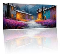 Peinture Numero Adulte Petite ville rêve, DIY Peinture Acrylique pour Adultes Enfants Débutants Facile sur Toile, Grand Peintures a l'huile Kits 30x60cmavec 3 Pinceaux et Peintures Décor Cadeaux Y-454