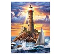 Peinture Numero Adulte Phare, Toile Peinture Numero Enfant Débutants Paysage, Canevas Kit Complet Adulte 95 x 70 CM Avec Pinceaux et Acrylique, DIY Paint by Numbers pour Decoration Murale LSJ1944