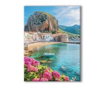 Peinture Numero Adulte Plage, Peinture Numero Adulte avec Cadre 20x30cm, 5D DIY Bateau Paint by Numbers avec 3 Pinceaux et Peintures Acryliques, Loisirs Créatifs Adultes Decoration Murale 0R-164