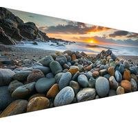 Peinture Numero Adulte Plage Peinture Numero Coucher de soleil Paint by Numbers Kits avec Pinceaux Peintures Acryliques Toile Coloree Kits Loisirs Créatifs Adultes, Decoration Chambre 40x80cm y5-30N
