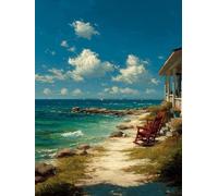 Peinture Numero Adulte Plage, Voir Peinture Numero Enfant Kits, DIY Loisirs Créatifs Adultes Débutants avec Pinceaux et Pigment Acryliques, Cadeau Femme, Tableau Decoration Murale, 100x135cm 2-1517