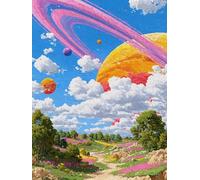 Peinture Numero Adulte PlanèTe, Paysage Peinture Numero Enfant, DIY Loisirs Créatifs Adultes Kits, Paint by Numbers Kit avec Pinceaux et Pigment Acryliques, Decoration Murale, Cadeau, 50x70cm 6-6612