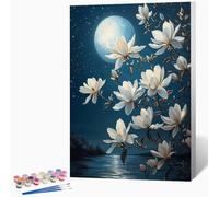 Peinture Numero Adulte Pleine Lune Peinture Par Numero Adulte Ciel éToilé,Enfant Activité Manuelle Kit Creatif 100x135cm, Kit Coloriage Avec PigmentéE Et Pinceaux, Decoration (Sans Cadre) -LKF07634X